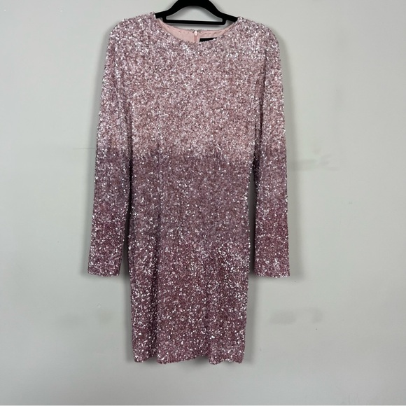 RETROFETE NIKKI OMBRE PINK MINI SEQUIN DRESS WITH SLEEVES SIZE MEDIUM - Picture 5 of 11